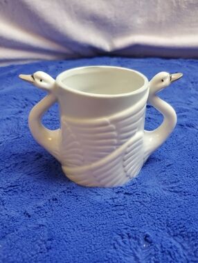 Norcrest Swan Porcelain Cup Double Swan Handled - Made in Korea - VERY RARE!